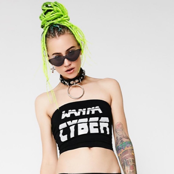 Dolls Kill Tops - Wanna Cyber Reflective Top